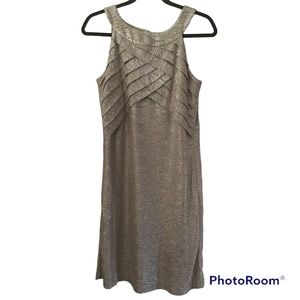 Max and Cleo Women’s Lined Gold Metallic Cocktail Festive Sheath Dress Size 4